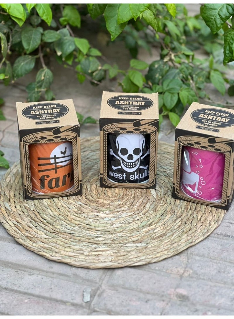 منفضة سجائر معدنية بتصميم عصري – غطاء مثقّب مقاوم للحرارة – متعددة الألوان - Image 1